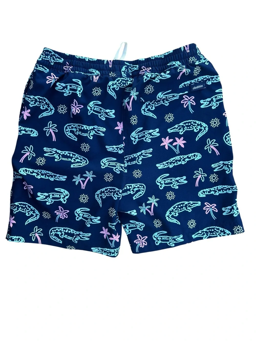 Chubbies Boys Swim Trunks the Neon Glades Alligator Print Navy Size 10/12